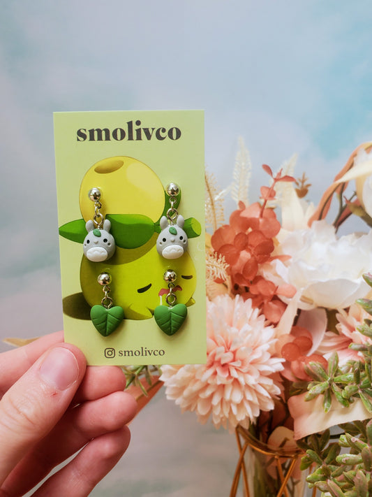 Totoro and Leaf Resin Stud Dangle Earring Pack