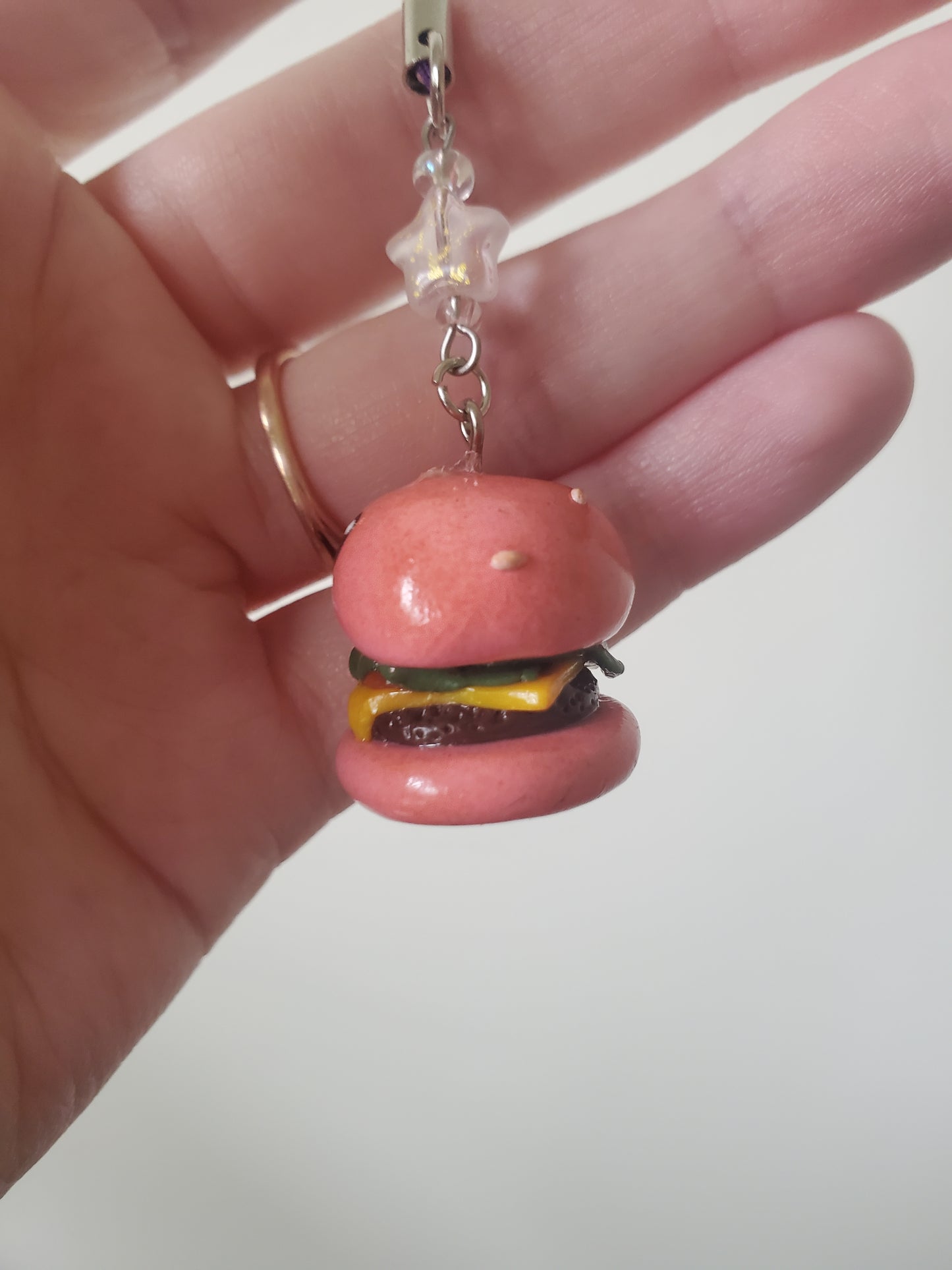 Kirby Burger Handmade Clay Phone Charm